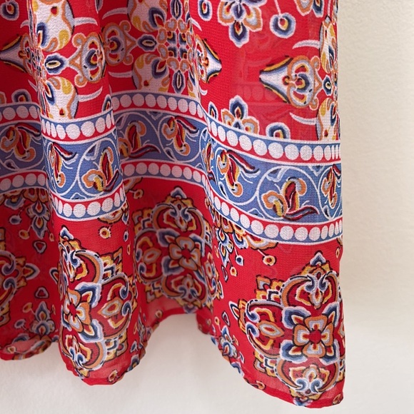 Max Studio skirt Womens medium Red Paisley Lined Flowy - Picture 3 of 8